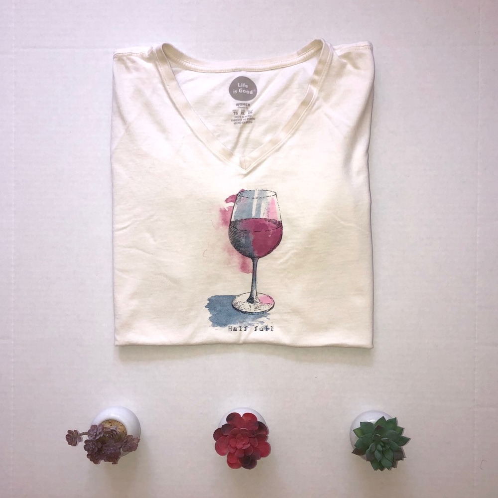 Life is Good Long Sleeve Wine Glass Tee XL